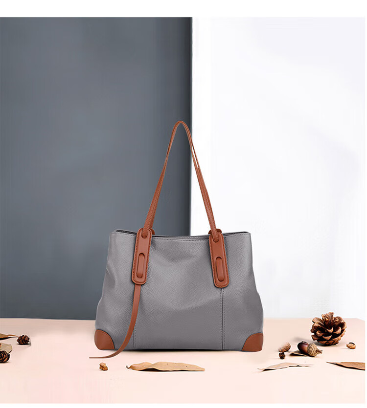 Viney Leather Handbag, Women's Large Capacity Tote Bag, Light Luxury Shoulder Bag, Birthday And Mother's Day Gift, Practical Present for Mom 2