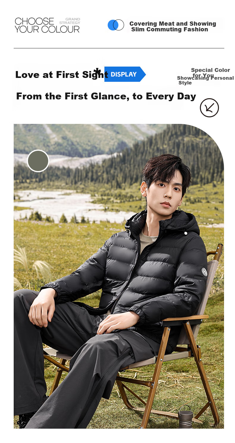 SNOWFLYING 90% Down Lightweight down Jacket for Men with Detachable Hood, Autumn And Winter Fashion Casual Short Warm Coat 170 5