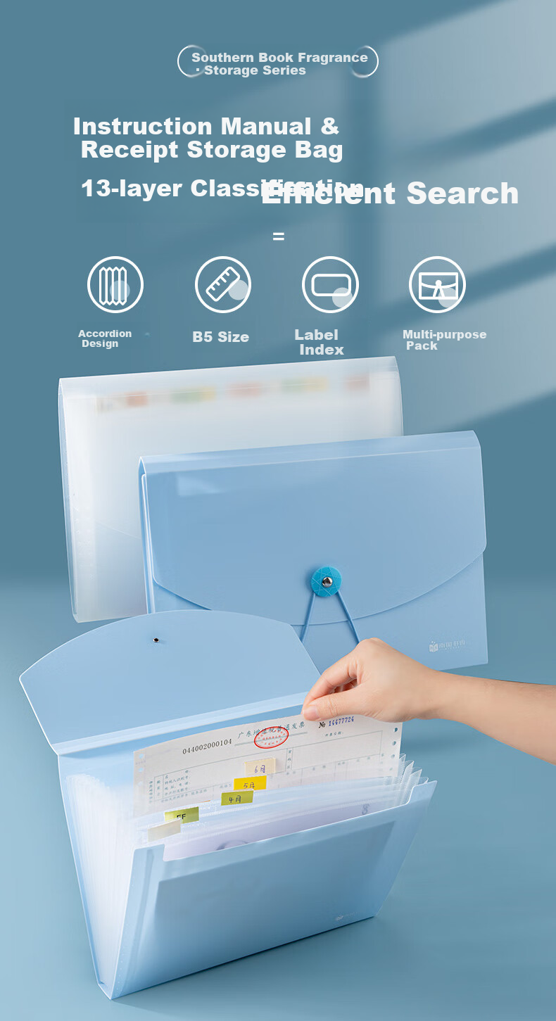 Nanguoshuxiang Receipt Organizer Folder, Large Capacity Accordion File Holder for Bills, Receipts, Promissory Notes, Invoices, Classified Documents, Appliance Instructions, Storage Organizer Tool - Transparent 1