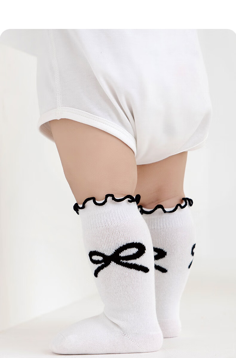 Growth Baby Socks Spring and Autumn Pure Cotton Seamless 0-3 Months Newborn Autumn Lace Cuff Non-Restrictive Long Tube Socks 3