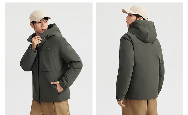 BOSIDENG Men's Off-Season 90% Down Thickened Hooded Loose Short Casual Warm Jacket 15