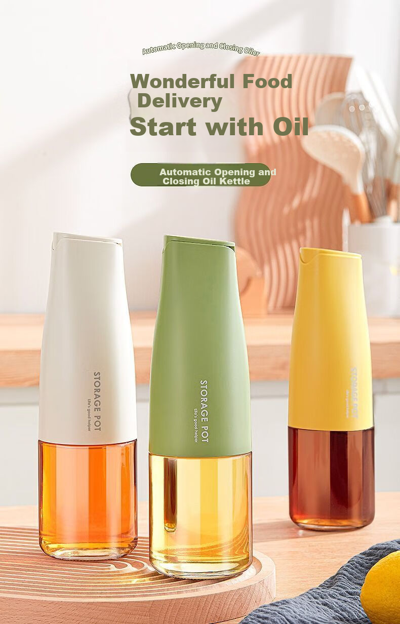 BJ Automatic Opening And Closing Oil Dispenser with Stainless Steel Spout, Kitchen Glass Oil Bottle, Soy Sauce And Vinegar Bottle, Seasoning Bottle, Oil Container 1