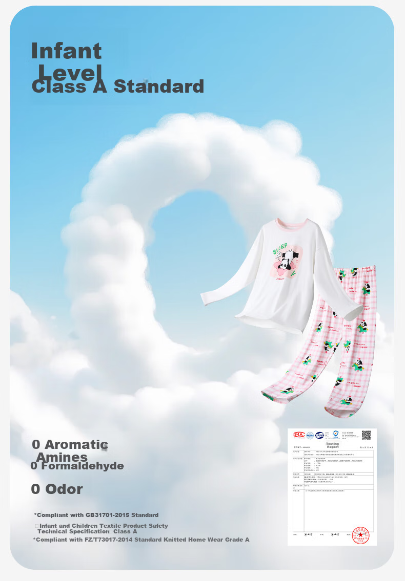 Jiusuiban Children's Pajamas for Girls, Autumn And Winter Class A High-Elastic Cotton Thin Home Wear Set, Cartoon Loose Pajama Pants for Older Childre 3