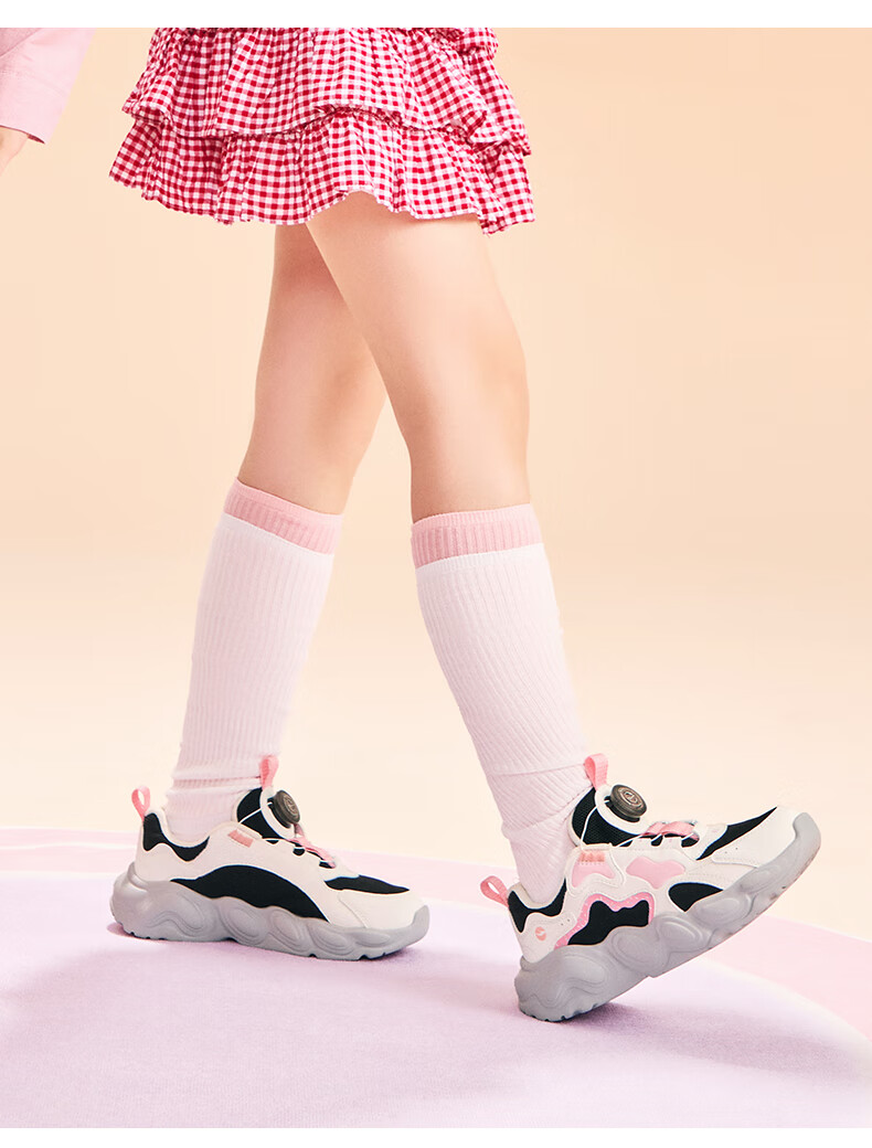 ERKE Kids Casual Shoes Boys and Girls Mesh Sports Shoes with Knob Closure Sea Shell Pink/Microcrystalline White Size 33 23