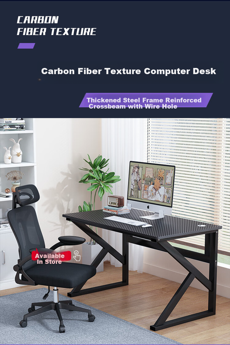 Yameile Computer Desk, Thickened And Reinforced Desktop, Study Table, Office Home Simple Gaming Desk, Black, 100*50 1