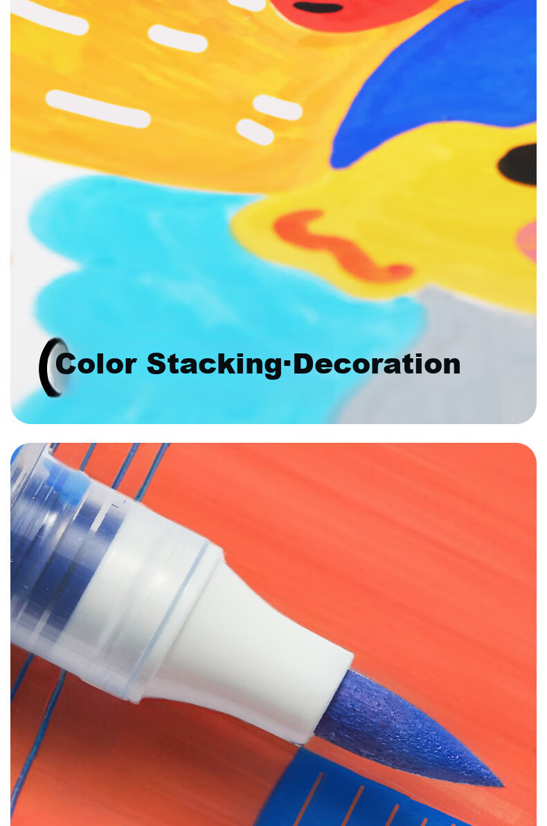 Meiletongnian Children's Direct Liquid Acrylic Markers, 80 Colors, Watercolor Pens, Non-Transparent, Stackable, Soft Tip, Drawing Pens for Primary School Students And Kindergarten, Birthday And New Year Gift Box Set 21
