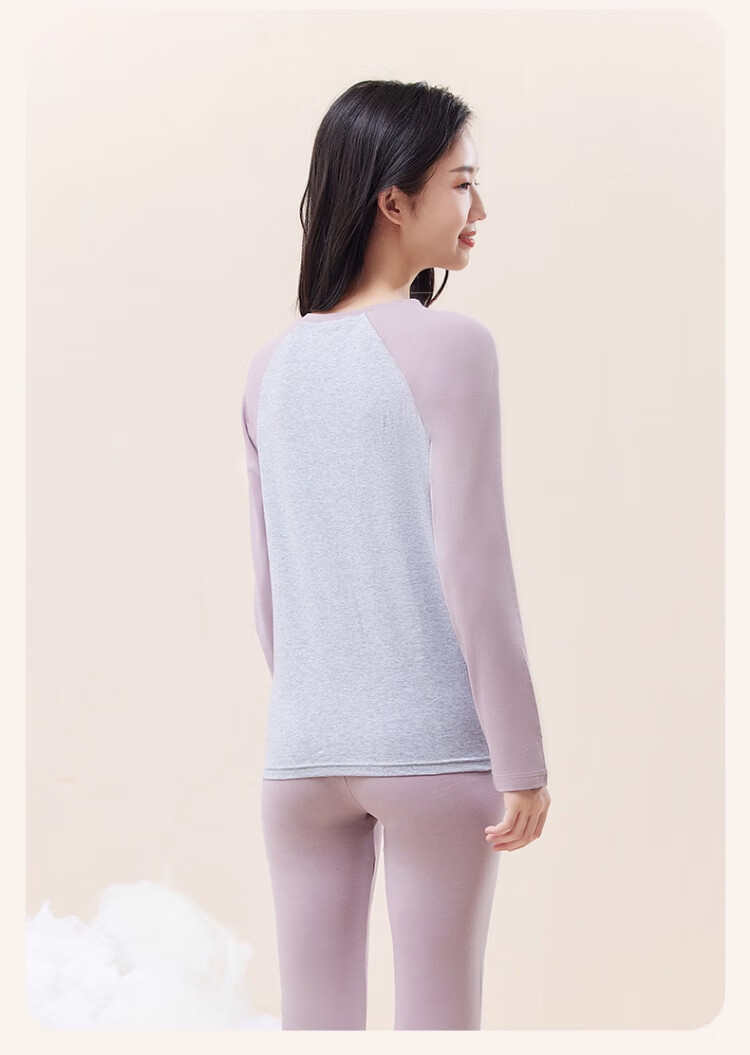 Caiyue Girls' Pure Cotton Thermal Underwear Set Autumn Top and Bottom for Teenagers, Middle and High School Students Warm Cotton Sweater Set 3