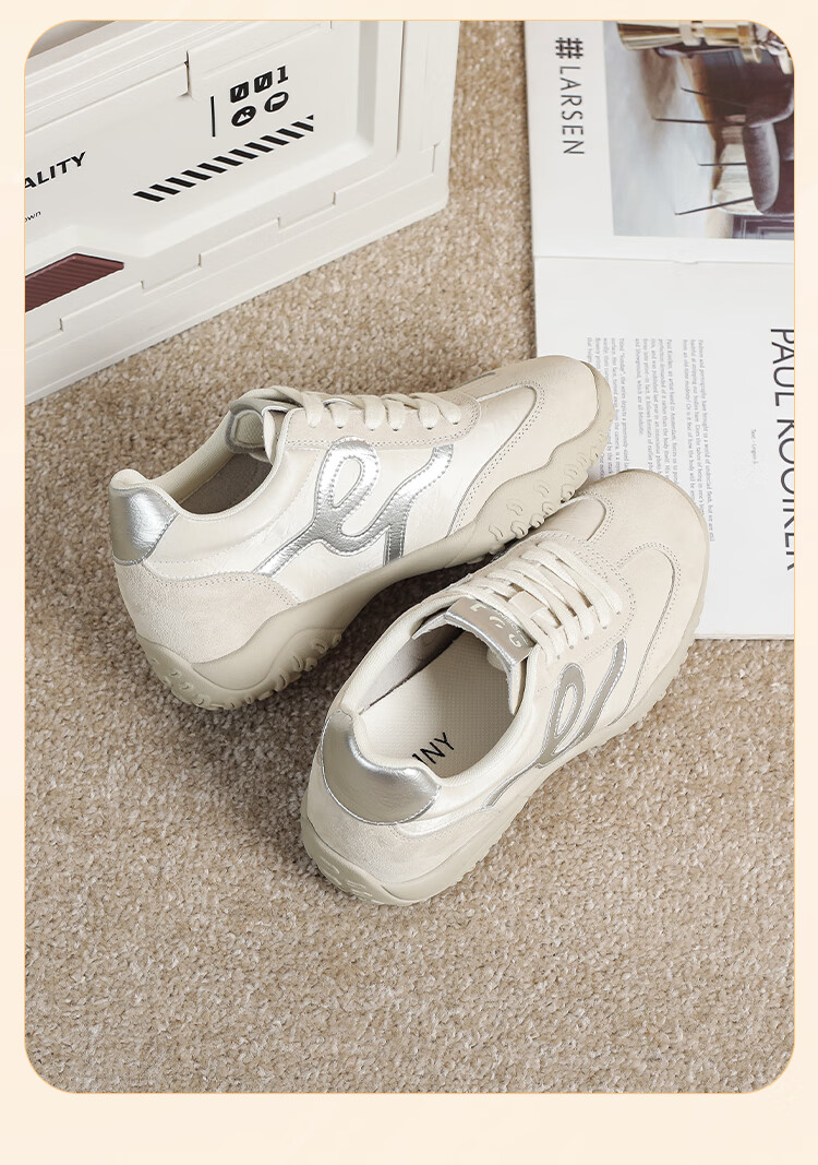 Zhuoshini 7cm Height Increasing German Training Shoes Women Breathable Casual Sneakers Sports Shoes Stylish Versatile Silver Size 38 20