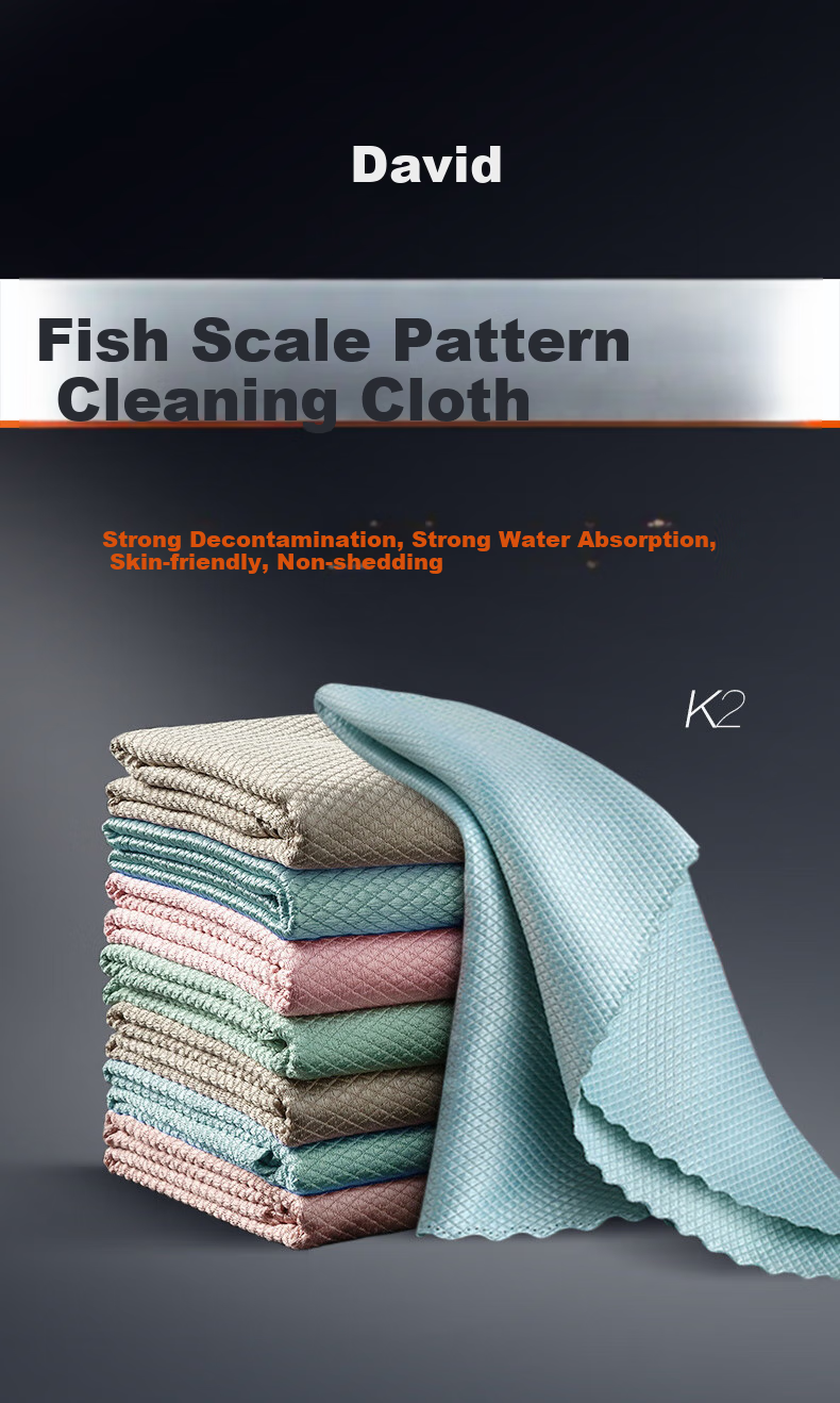 Dawei Fish Scale Cleaning Cloth, 30*40cm*5 Pieces, Kitchen Dishwashing Cloth, Oil-Removing And Water-Absorbing, K2 1