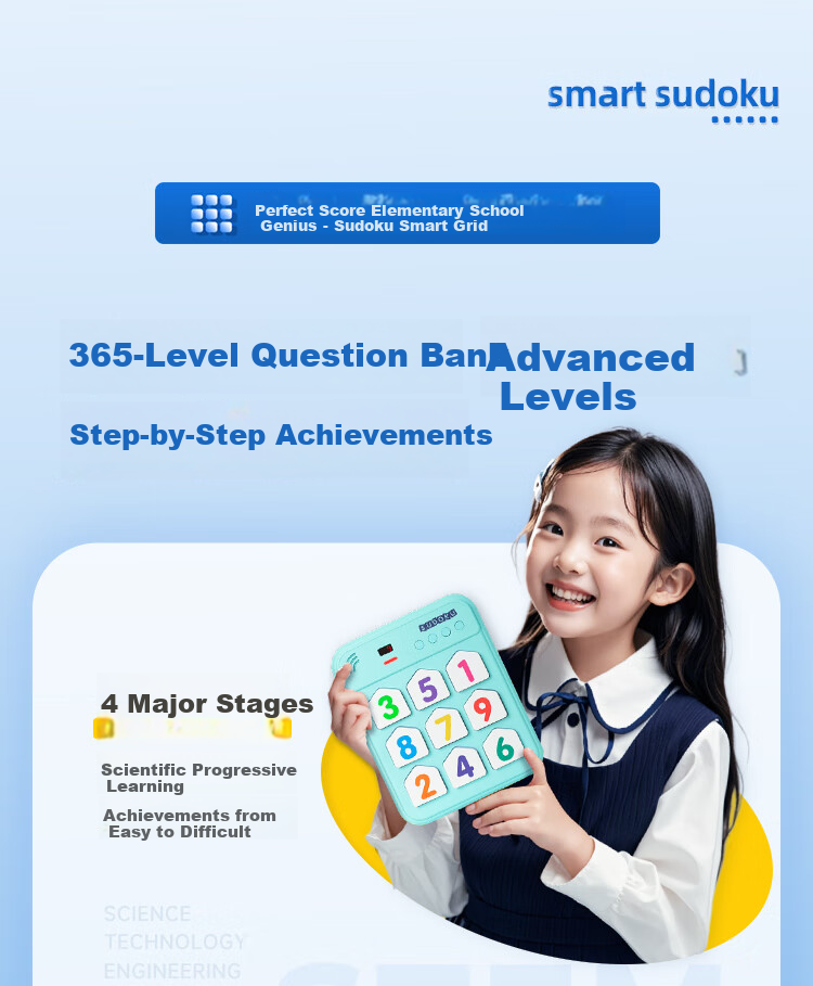 Manfenxiaoxueba Sudoku Ladder Training Machine, Mathematical Logic Thinking Learning Machine, Nine-Grid Digital Chessboard, Children's Educational Toy 15