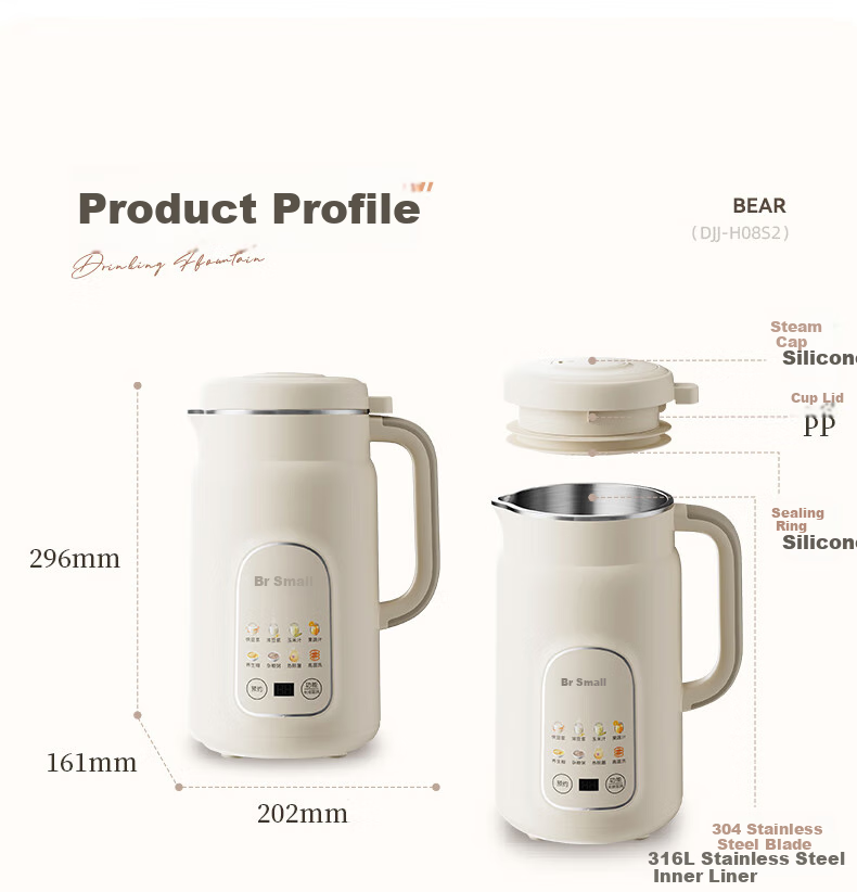 Bear White Moonlight Soy Milk Maker Blender, Home Use, 1.2L Large Capacity, Fast Soy Milk, 316L Stainless Steel, for 3-4 People, Fully Automatic, No Cooking Required, 2025 New Model DJJ-H08S2 Upgraded Versio 26