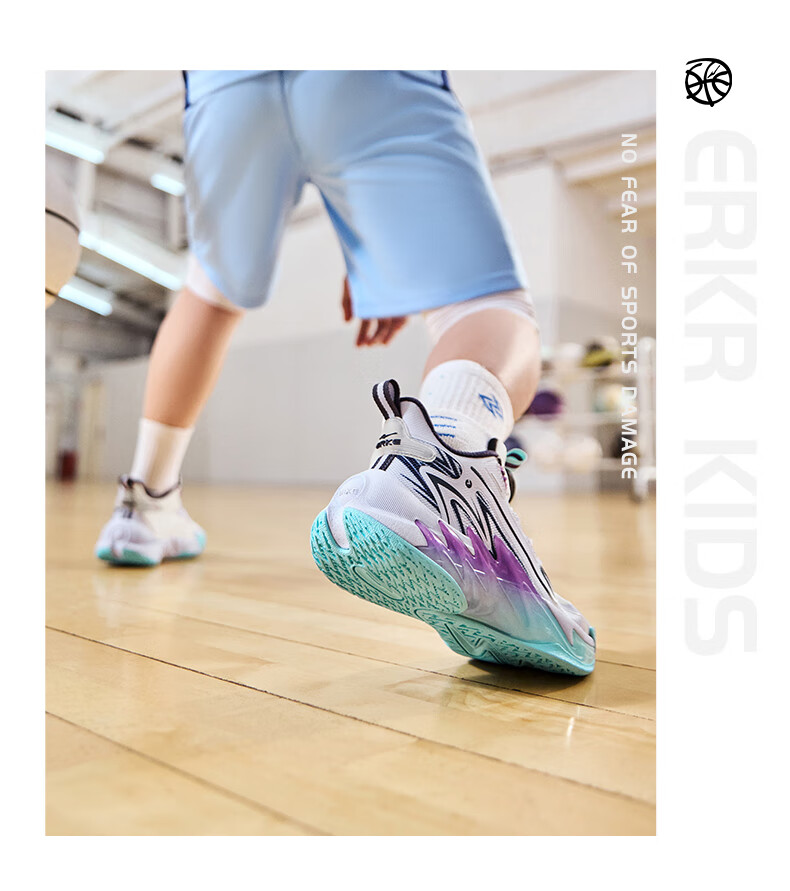ERKE Kids Boys Basketball Shoes Children's Youth Cushioning Dial Buckle Sneakers Asphalt Blue/Original Force Blue Size 38 28