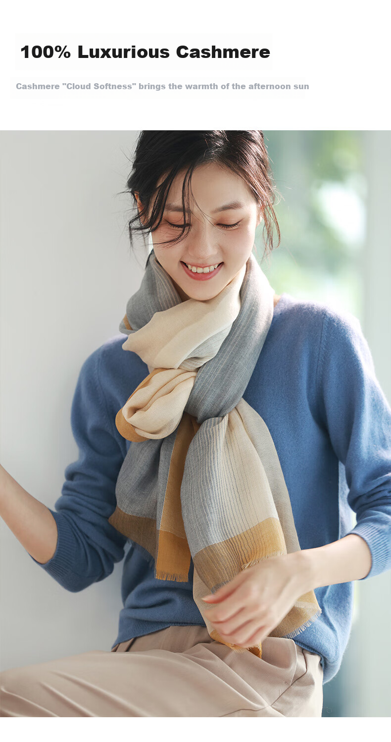 Hangsifu Pure Cashmere Scarf, Large Size Shawl, Outer Wrap Neck Scarf, Practical Gift for Mom on Holidays, Birthdays, And Mid-Autumn Festival 1