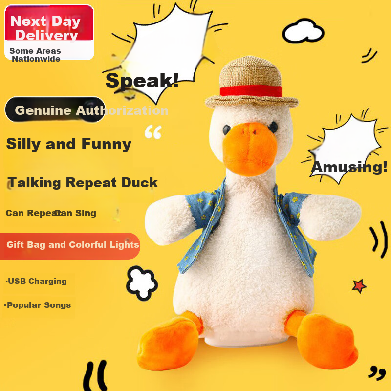 Aishangxiong, Talking Duck Baby Learning to Speak Toy, Children's Tongue-Twisting Duck, Aggressive Duck Plush Toy, Birthday Gift for Boys And Girls