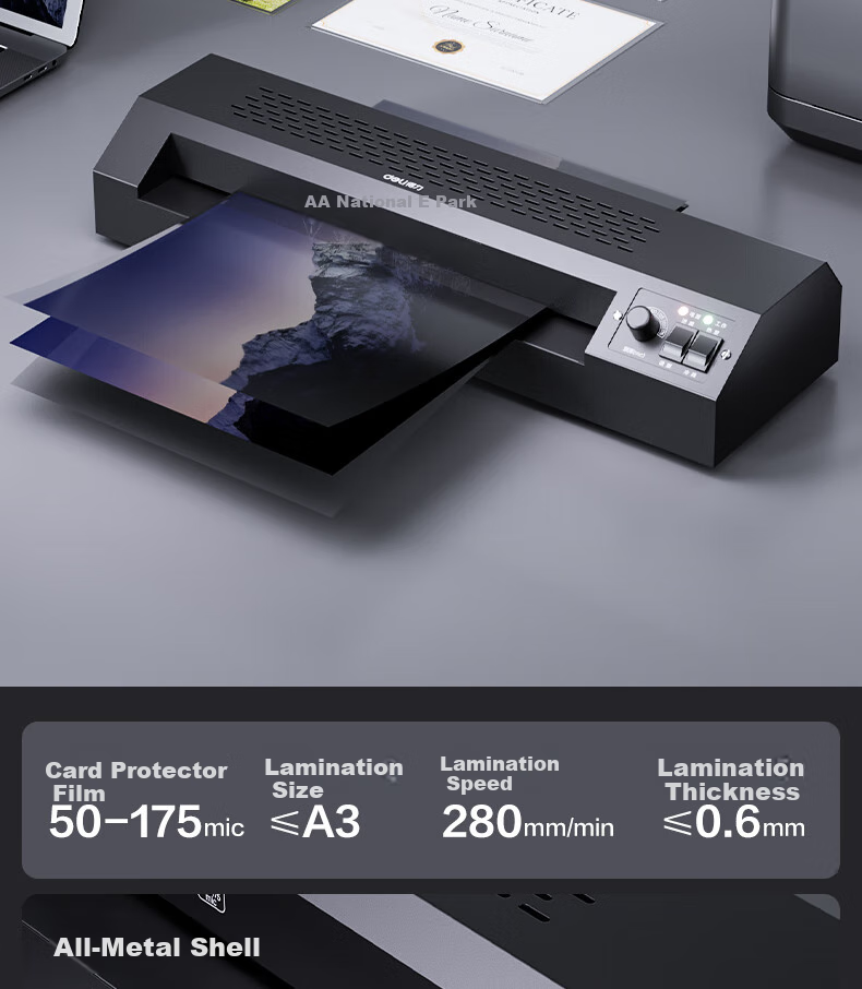 Deli A3/A4 Photo Laminator for Home And Office Use, Compatible with A3 And Smaller Laminating Pouches, Commercial Photo Laminating Machine, All-Metal Body GQ191 2