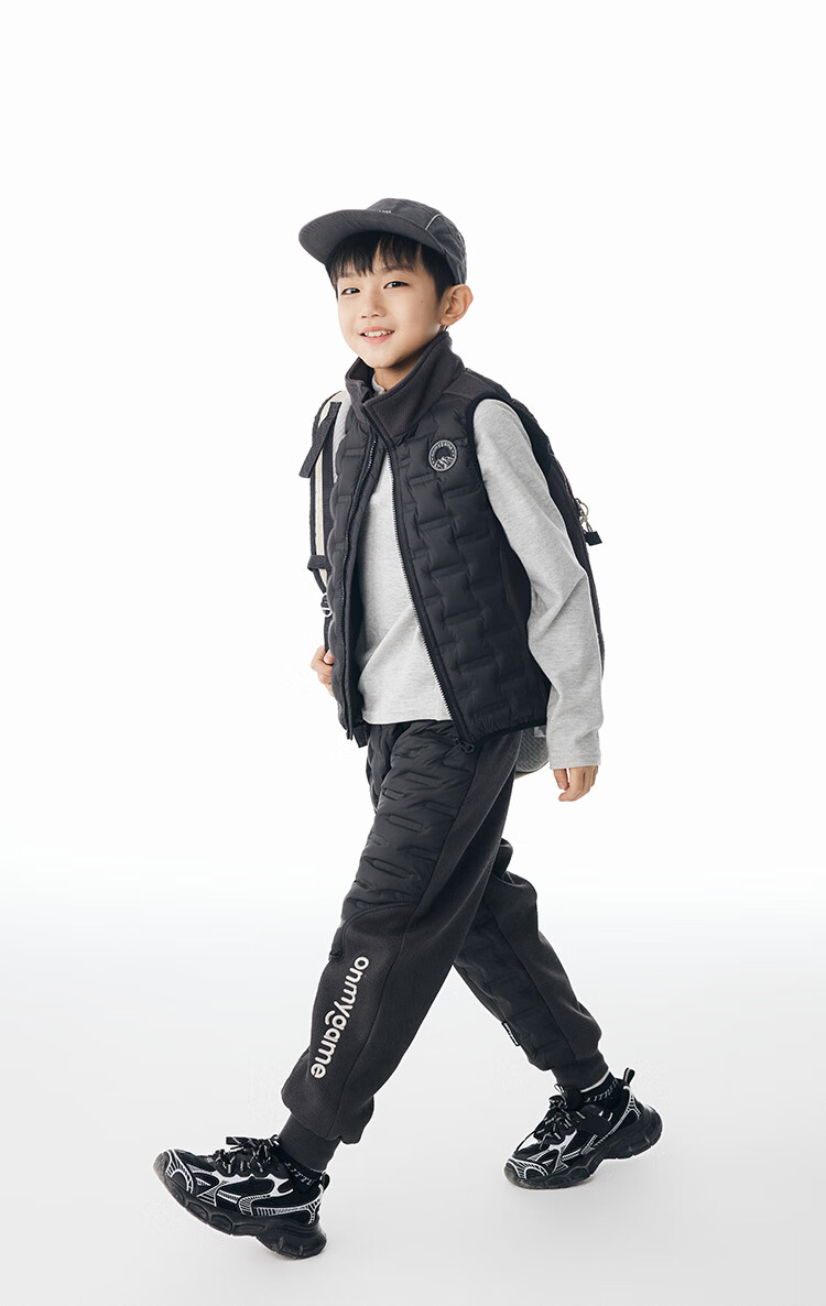 Onmygame [Light Warm Series] Children's Triple-Protection down Vest Autumn And Winter Wear Waistcoat, Space Black, 110 9