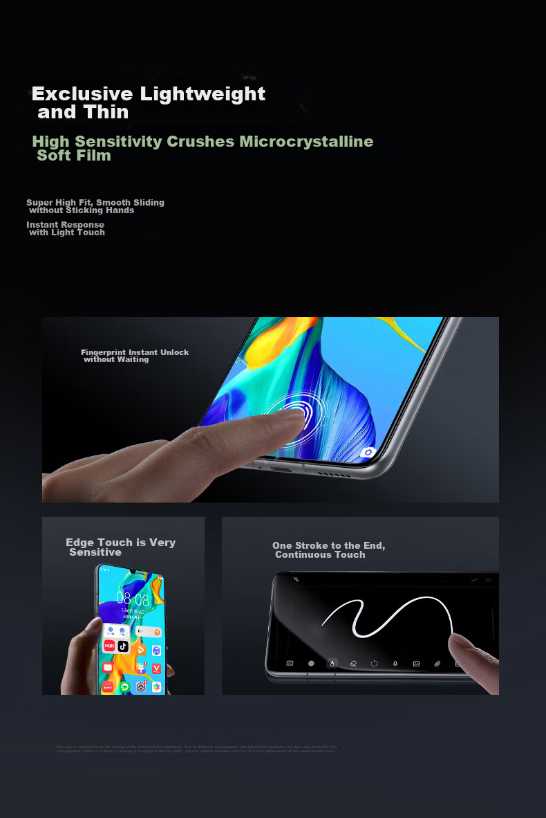 DIVI [2-Pack] Tempered Glass Screen Protector for Huawei P30 Pro, P30 Pro+ Hydrogel Film, Curved Full Coverage Ultra-Thin Anti-Scratch Wear-Resistant Protective Film 11