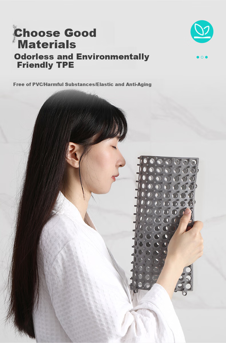 Dajiang TPE Bathroom Non-Slip Mat, DIY Splicing And Cutting, Shower Room Anti-Fall Floor Mat for Elderly Bathing, 4 Pieces Per Pack 4