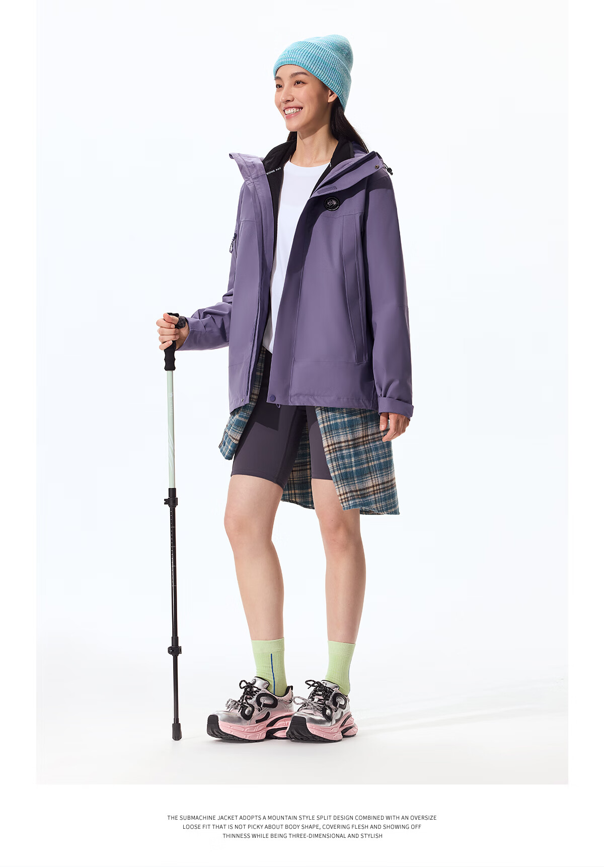 Xiongmao Zhang Yuxi Same Style Outdoor Three-In Jacket for Men And Women, Triple Protection Color-Block Hiking Coat, Midnight Purple, L 10