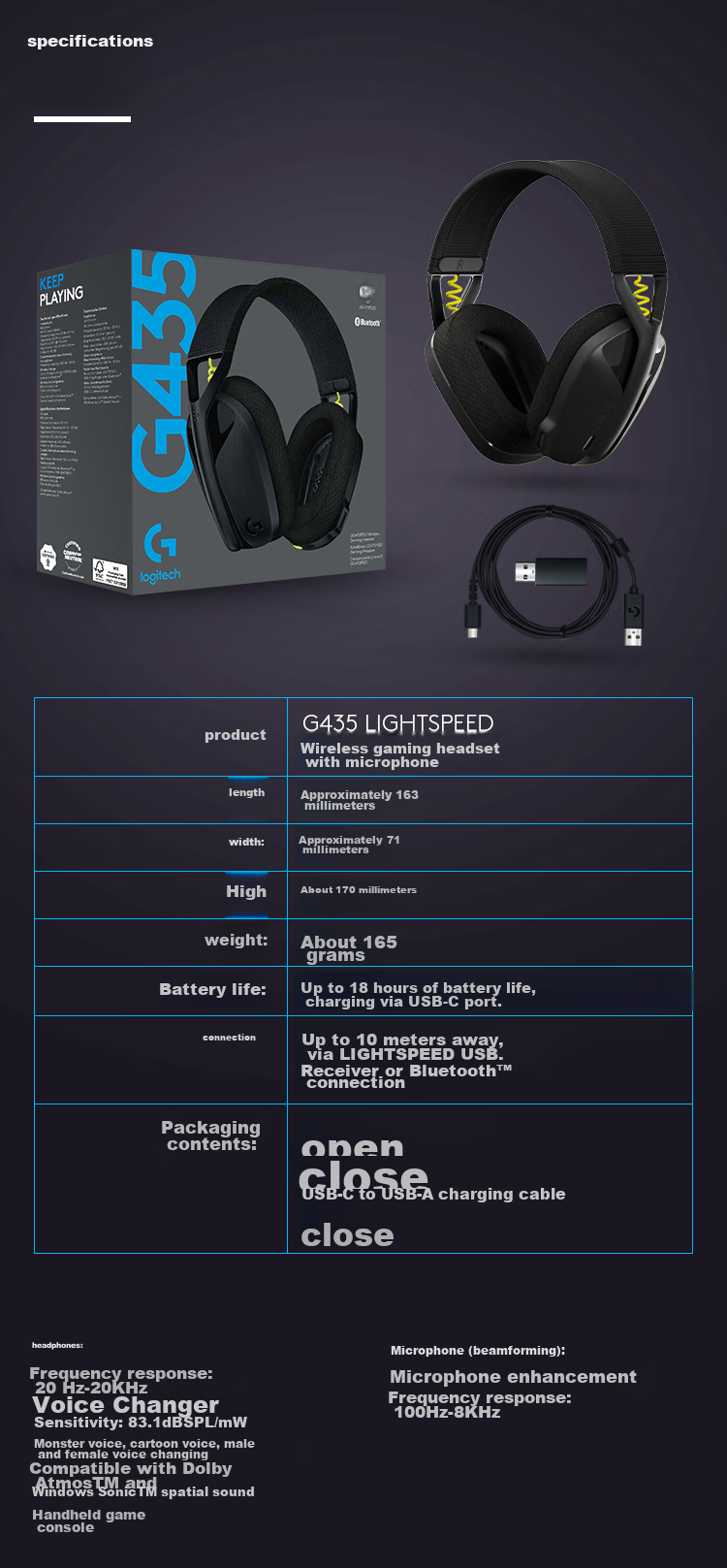 G G733 Wireless Over-Ear Gaming Headset, 7.1 Surround Sound Noise-Canceling Computer Gaming Headset with Microphone, RGB Lighting Effects, for LOL, PUBG FPS Sound Positioning, White 10