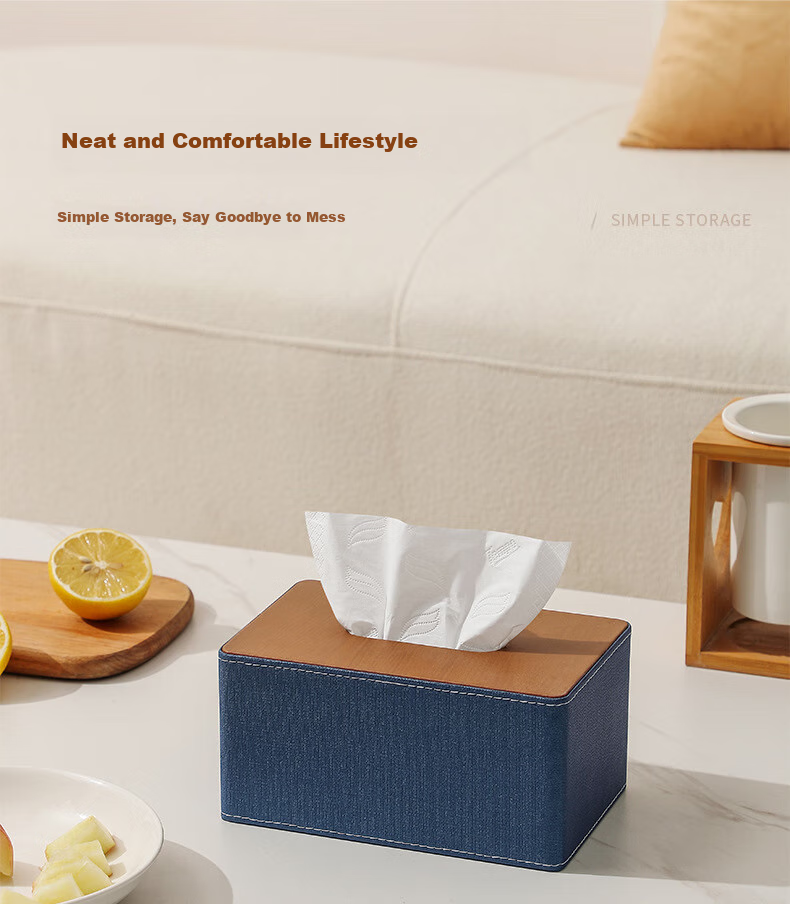 Ubility Leather Tissue Box Multifunctional Premium Desktop Remote Control Organizer Living Room High Aesthetic 9154 Classic Gray 10
