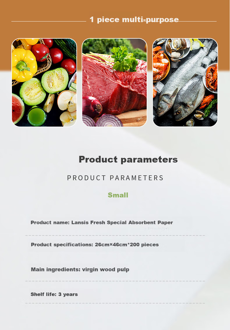 Lansaisi Kitchen Fresh Absorbent Paper for Steak, Salmon Sashimi, And Raw Fish, 25*34cm*100 Sheets*2 Packs 5