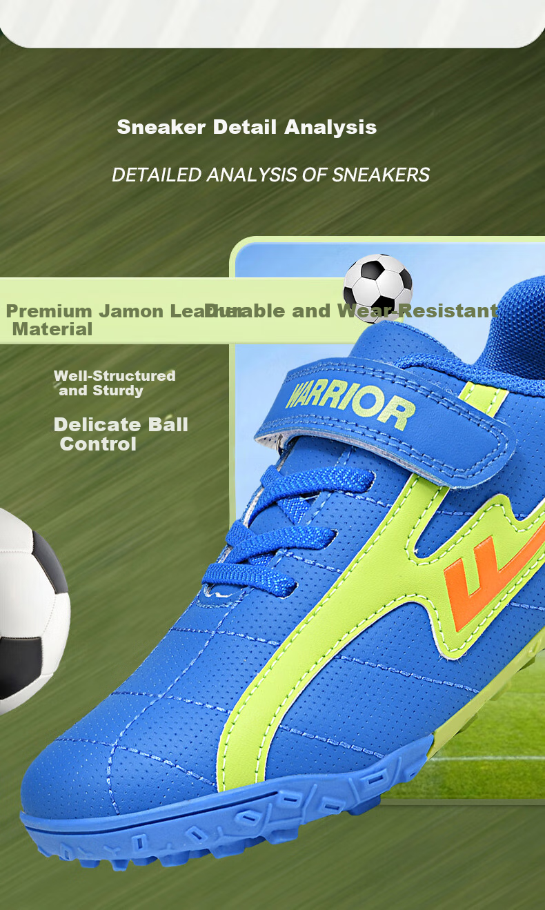 Huili Soccer Shoes with TF Turf Studs, Velcro, And No Laces for Men, Women, And Children, Suitable for School And Grass Fields, Model 595, Navy Blue, Size 31 9