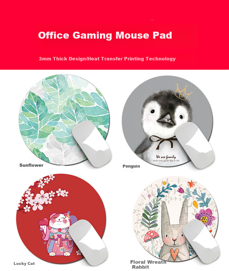 Juyingfeng Mouse Pad Small Size with Lock Edge, Round Mouse Pad, Portable, Washable, Laptop Mouse Pad, 220*220mm, Bao Fu Jie You 1