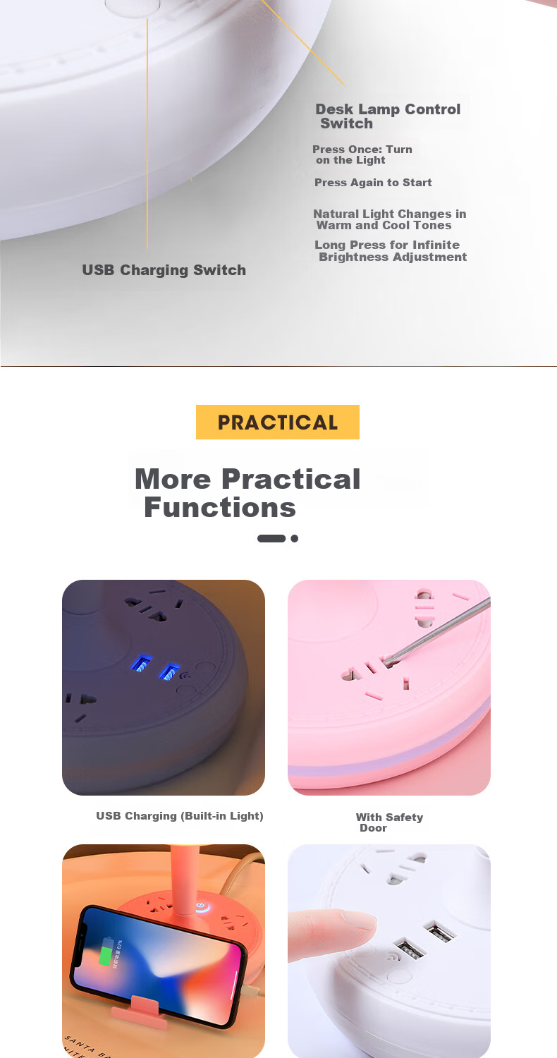 Jingqian Remote Control Bedside Lamp, Bedroom Reading Light, Small Night Light, Baby Feeding Eye Protection Lamp, Dormitory Study Socket Desk Lamp 4