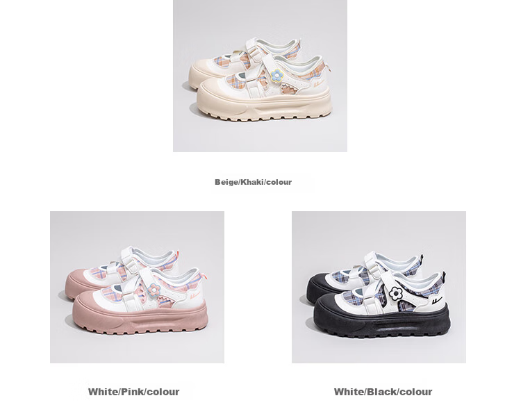 Huili Women's New Sneakers, Thick-Soled Versatile Sweet Style Casual White Shoes for Women L643C Beige/Khaki 37 1