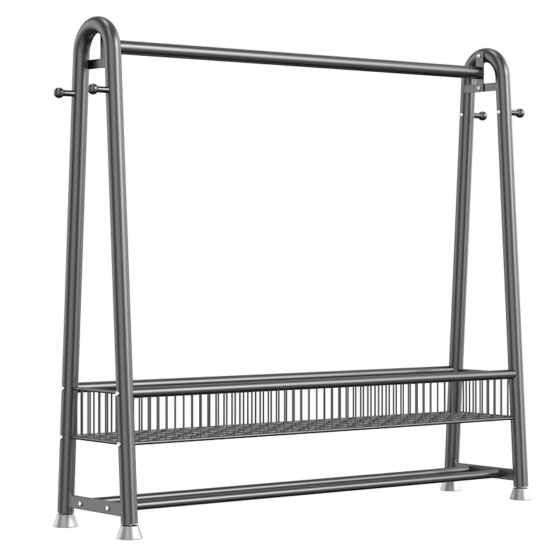 Antjia Floor Clothes Rack Mobile Coat Rack Home Bedroom Clothing Storage Rack 100cm Length 170cm Height Black