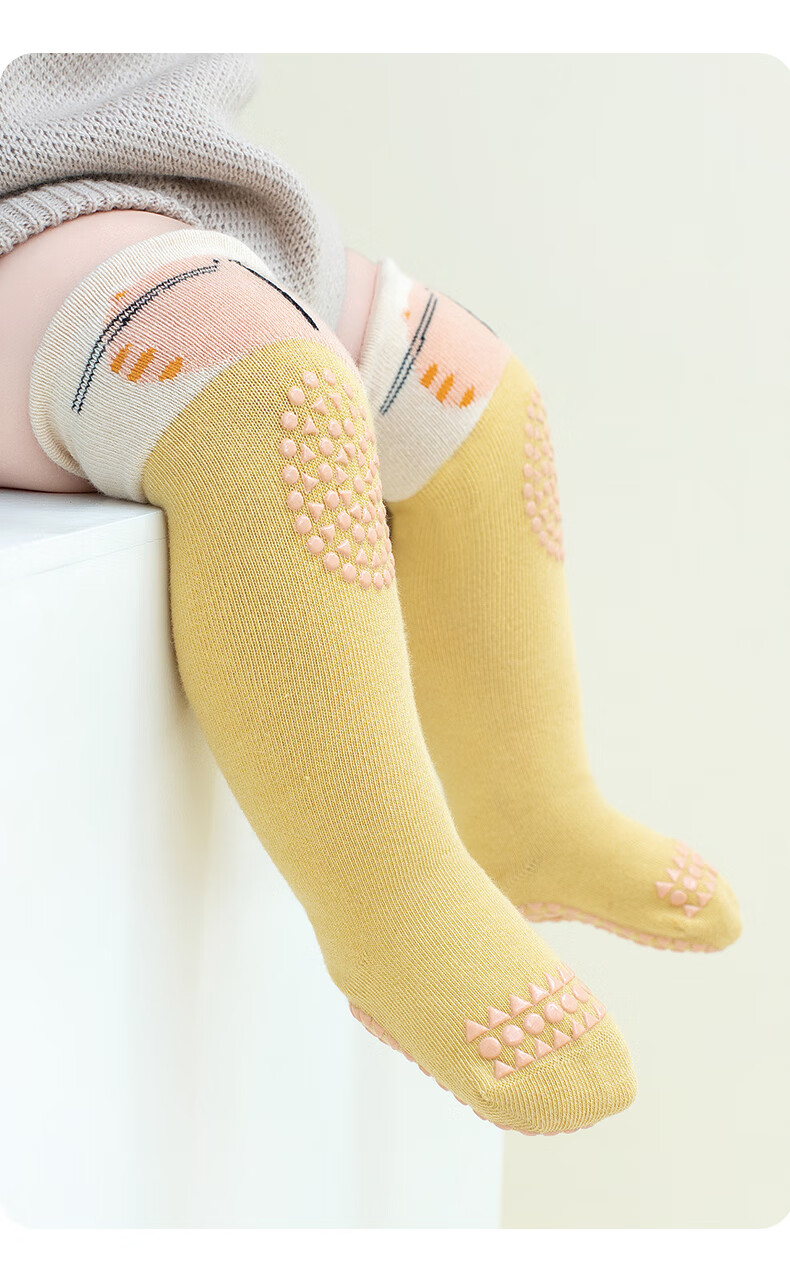 Growth Baby Long Tube Socks for Small Infants Spring and Autumn Pure Cotton Class A Non-Slip Floor Socks Infant Knee Pads Crawling and Walking Baby 5