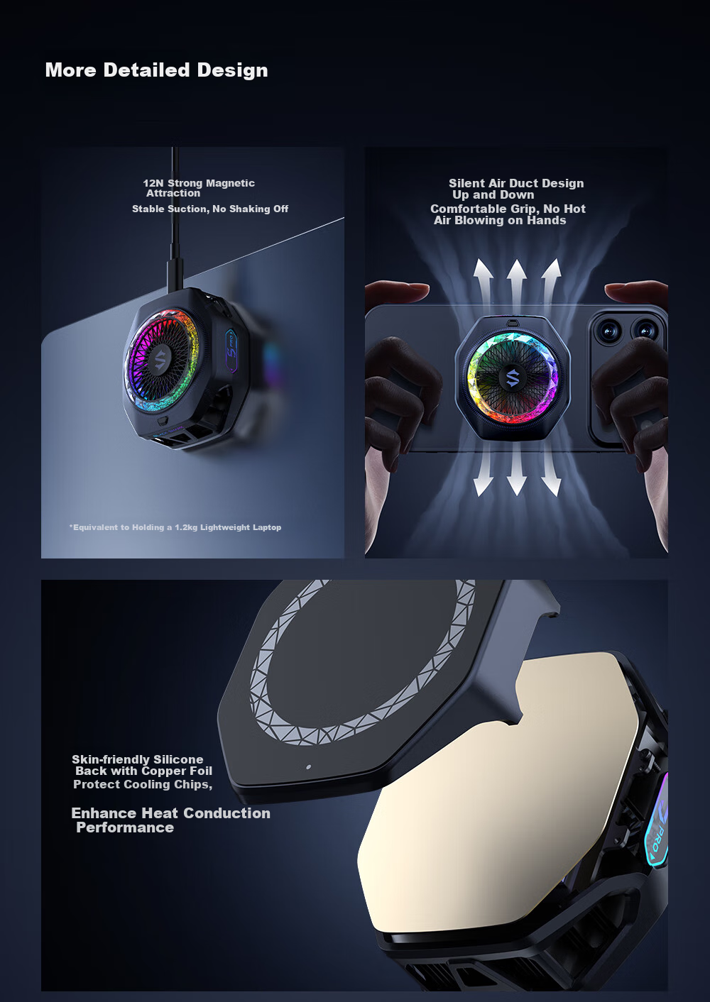 Heisha 5Pro Magnetic Phone Cooler for Gaming, Live Streaming, Semiconductor Cooling Back Clip, Temperature Reduction, Suitable for Apple IPhone 17 Pro Max, Huawei, Xiaomi Red Magic AI 24