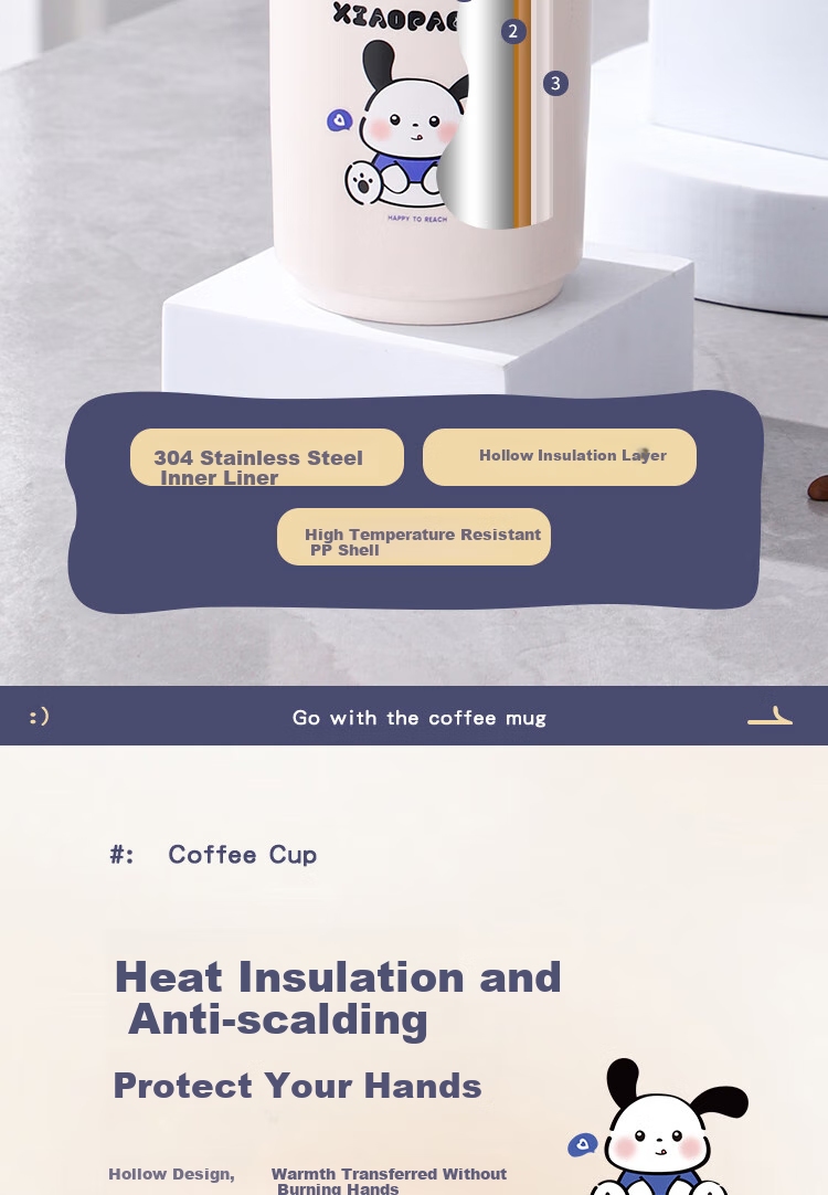 BJ 304 Stainless Steel Children's Water Bottle, Coffee Mug for Girls And Boys, Insulated Thermos Cup for Office And Dormitory Use 12