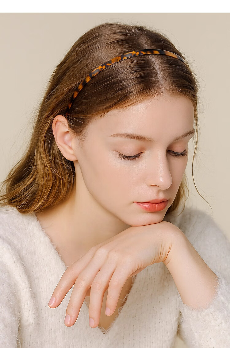 Aji Bean Leopard Print Acetate Headband Women's Lightweight Luxury Thin Hairband Spring Summer New 5