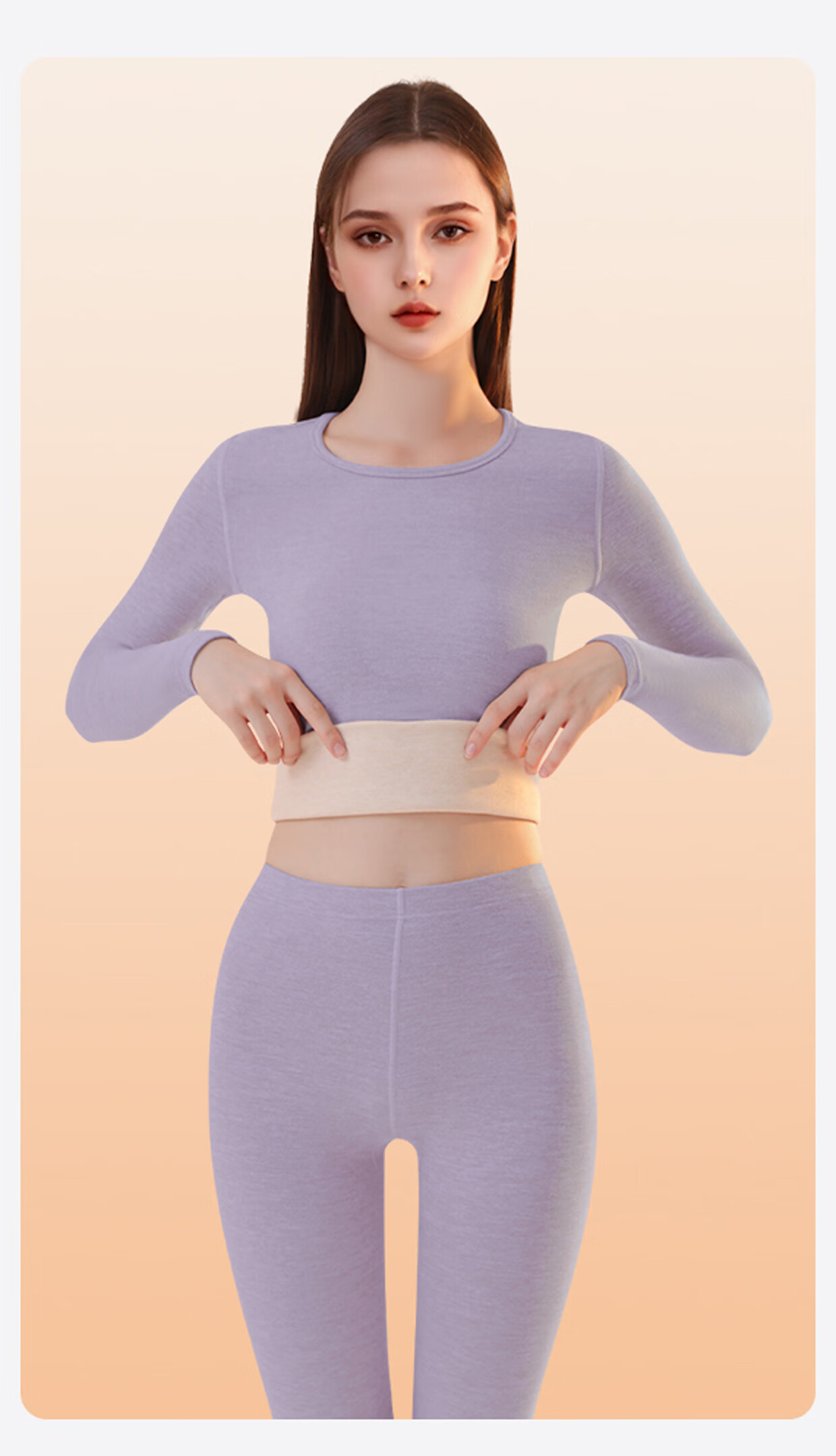Urban Beauty Women's Thermal Underwear Set Autumn Long Johns Winter Cashmere Silk Cold-Resistant Derong Heating Crew Neck Seam-Locked Set 16