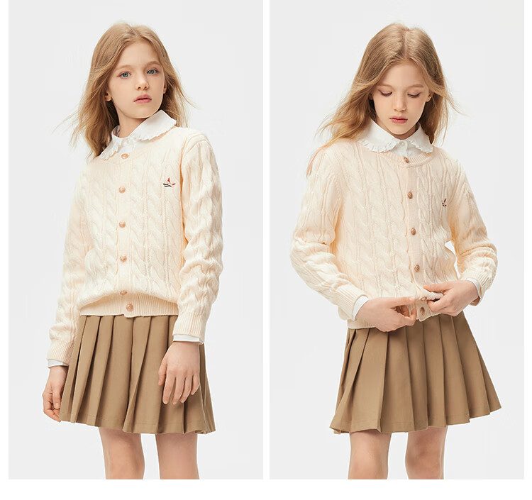 Navigare Kids Sweater Boys Girls Knit Cardigan School Style Versatile Cable Knit Cardigan White Size 120 7