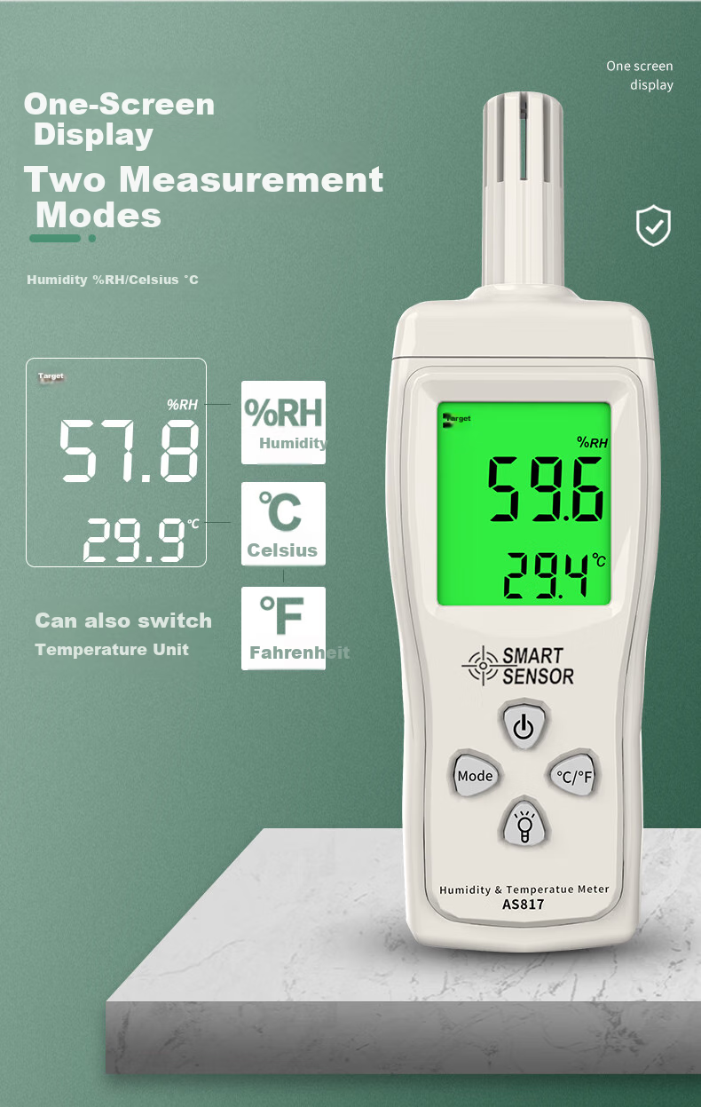 Xima Portable Digital Industrial Temperature And Humidity Meter, Digital Thermometer, Air Temperature And Humidity Detector AS817 5