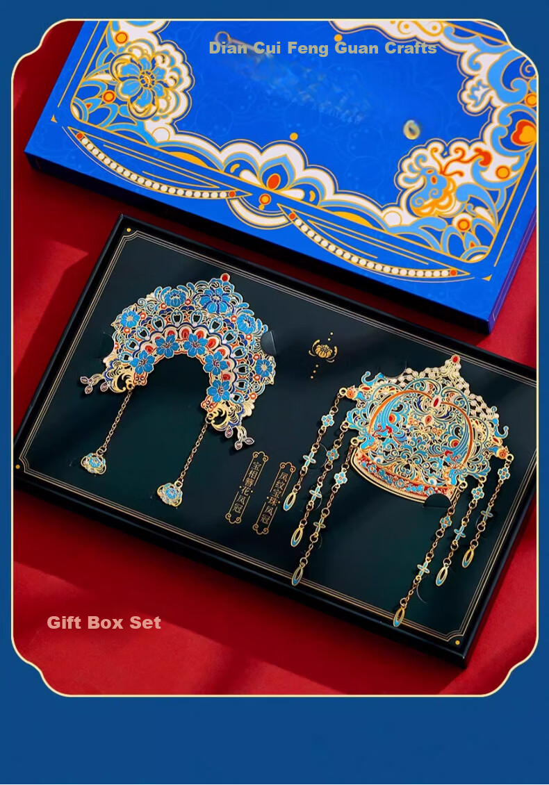 Xiaodiaojiang, Beijing Palace Museum Chinese Ancient Style Metal Phoenix Crown Bookmark, Cultural And Creative Souvenir Gift Box, Mid-Autumn Festival Gift for Female Teachers And Students, Daily Gift, Companion Gift, Inspirational Blessing 17