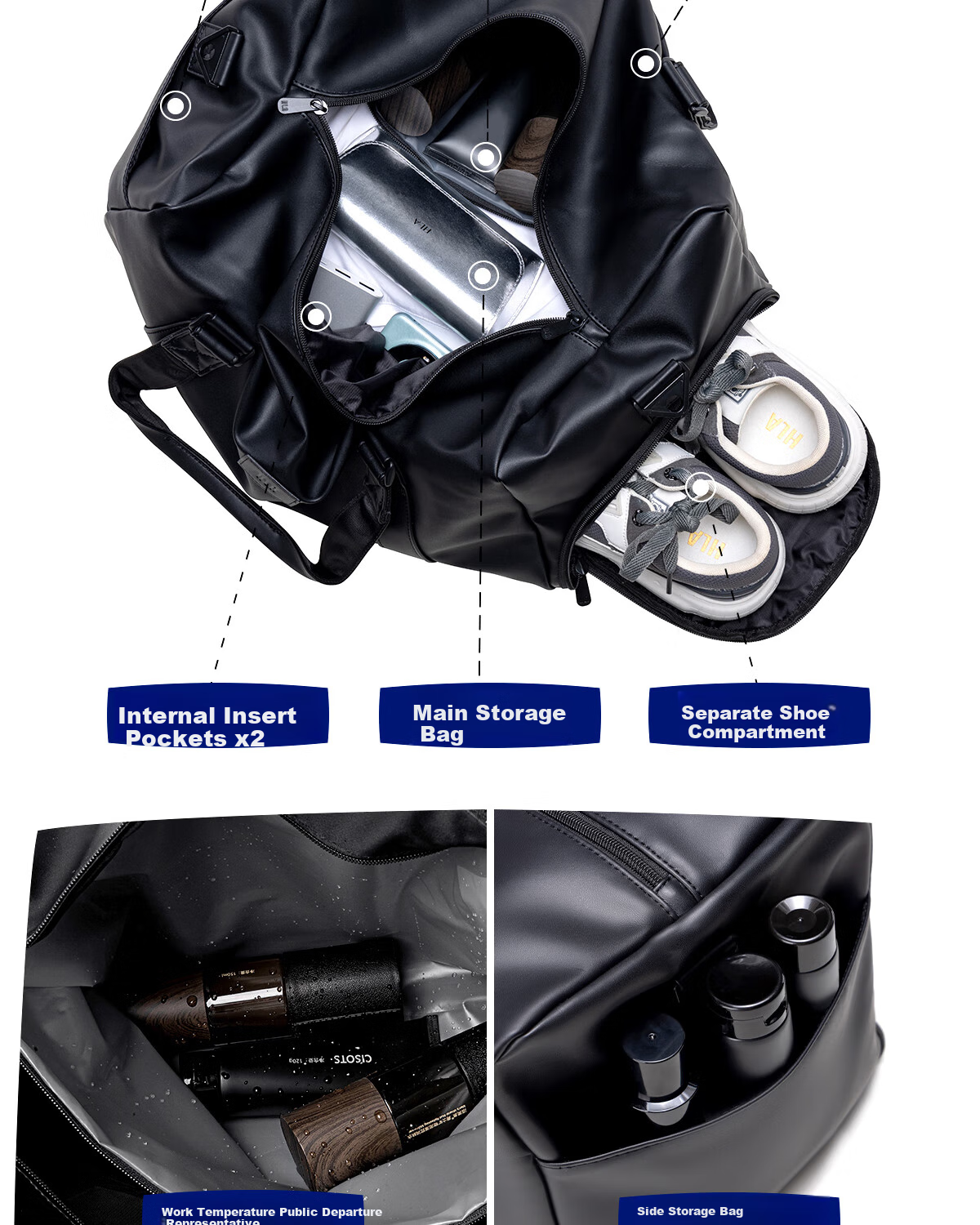 HLA Travel Bag, Handheld Luggage Bag for Men And Women, Sports And Fitness Bag, Short-Distance Business Trip Suitcase, Large Capacity Travel Bag 5