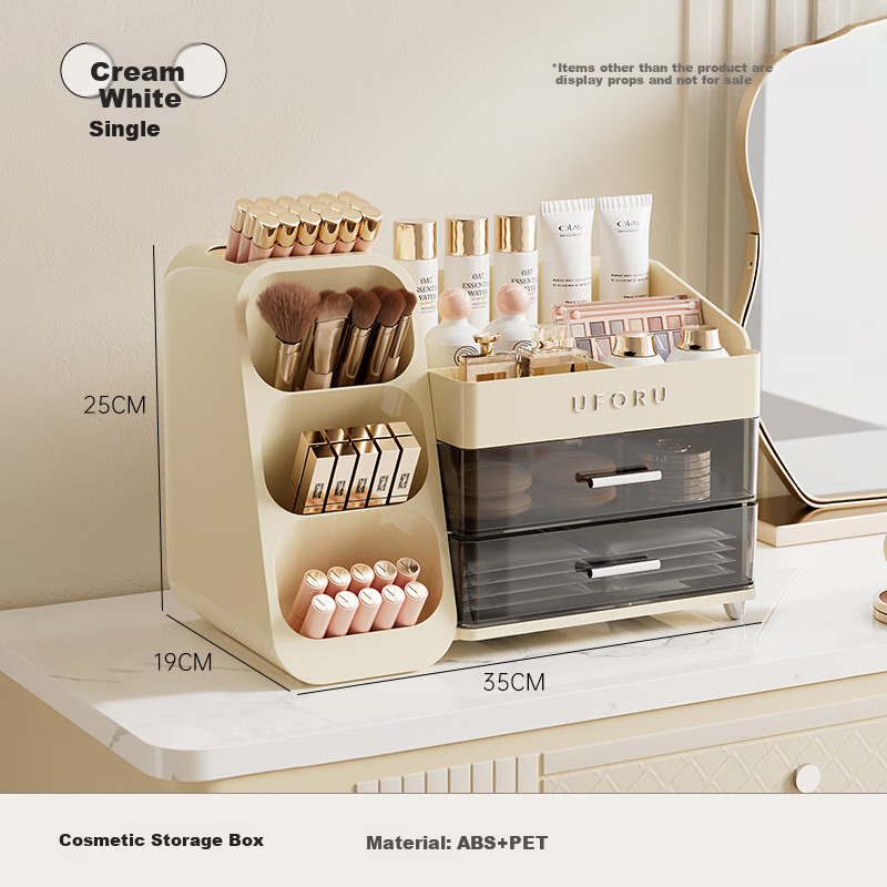 Fanyejia Cosmetic Storage Box Gift for Girlfriend, Desktop High-End Vanity Organizer for Skincare Products, Lipstick, Eyeshadow, And Makeup Brush Holder