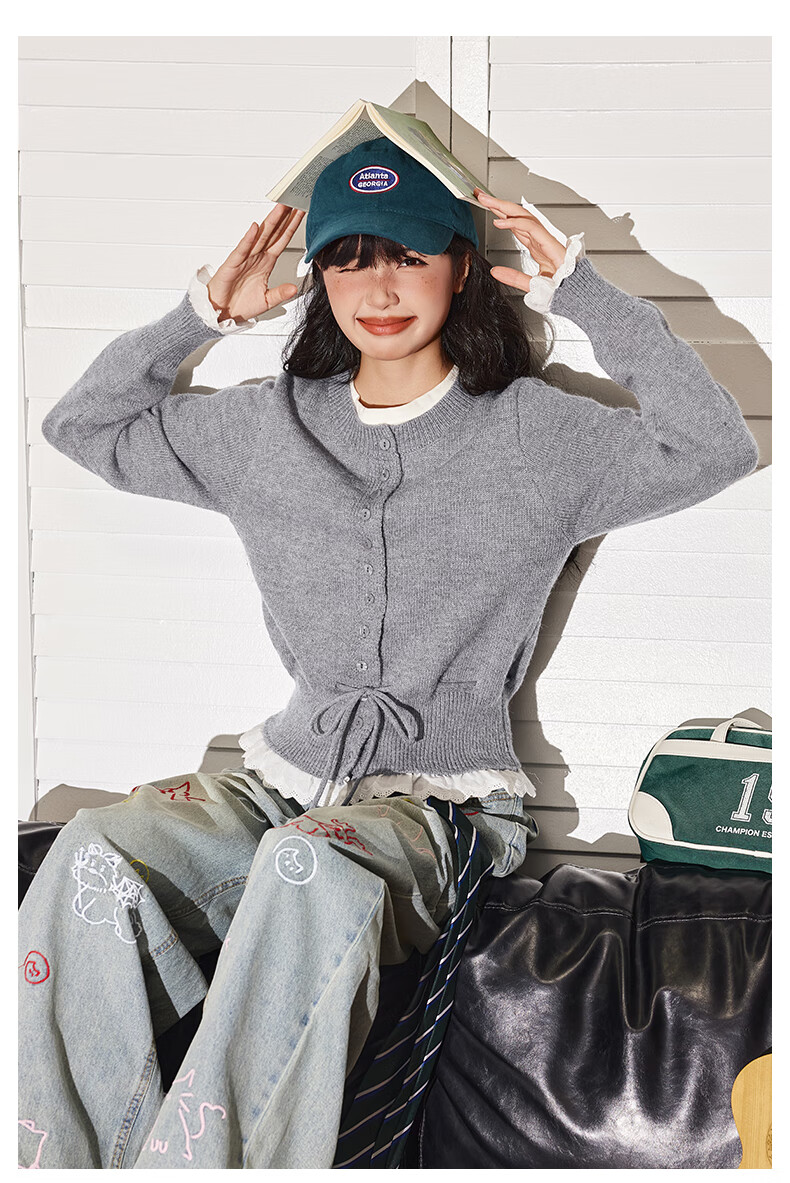 TonLion Women's Sweater Faux Cashmere Knit Colorblock Ruffle Cardigan Spring Autumn New Slim Fit Top 10