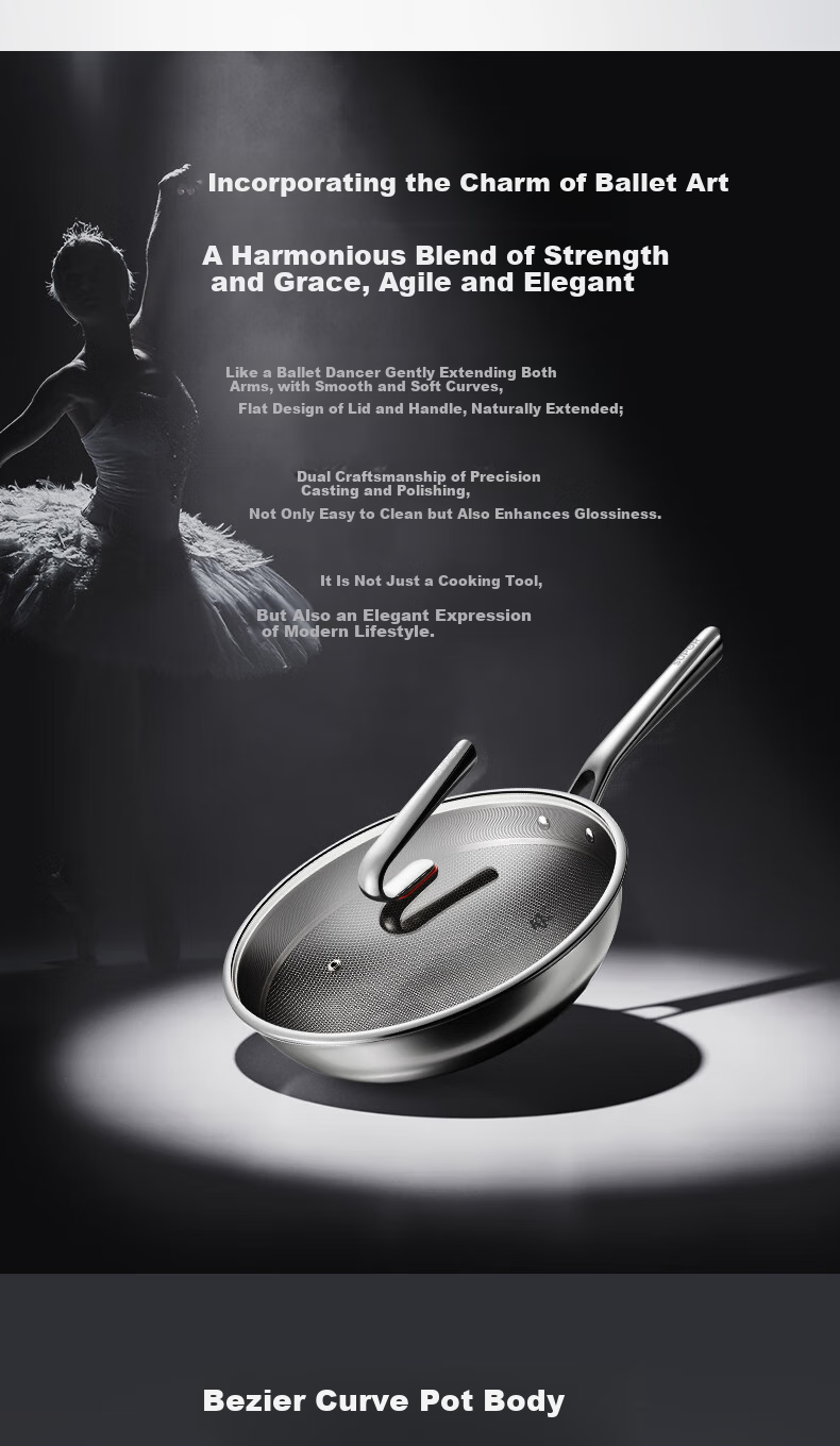 SUPOR Pure Titanium Wok, Non-Coated Non-Stick Pan, 32cm Stainless Steel Wok for Home Use, Compatible with Induction Cooker And Open Flame, Cooking Pan CC32T1 9