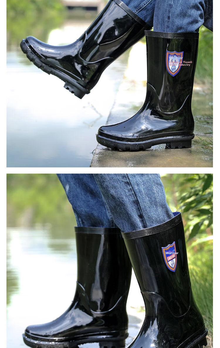 Huili Rain Boots for Men, Waterproof Outdoor Wear-Resistant Rubber Shoes, Non-Slip Rain Boots, Overshoes HL822866 High-Top Black Size 40 8