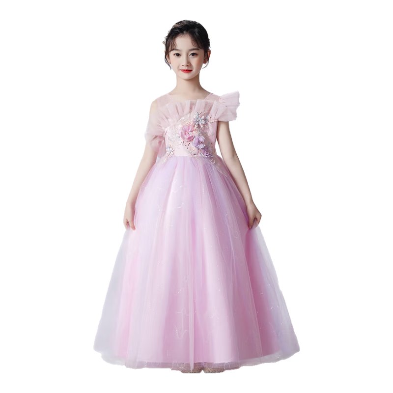 LUOBOBEIBEI Girls' Formal Dress, Little Girl's Princess Dress, Flower Girl Wedding Dress, Host Piano New Year's Costume, Size 170