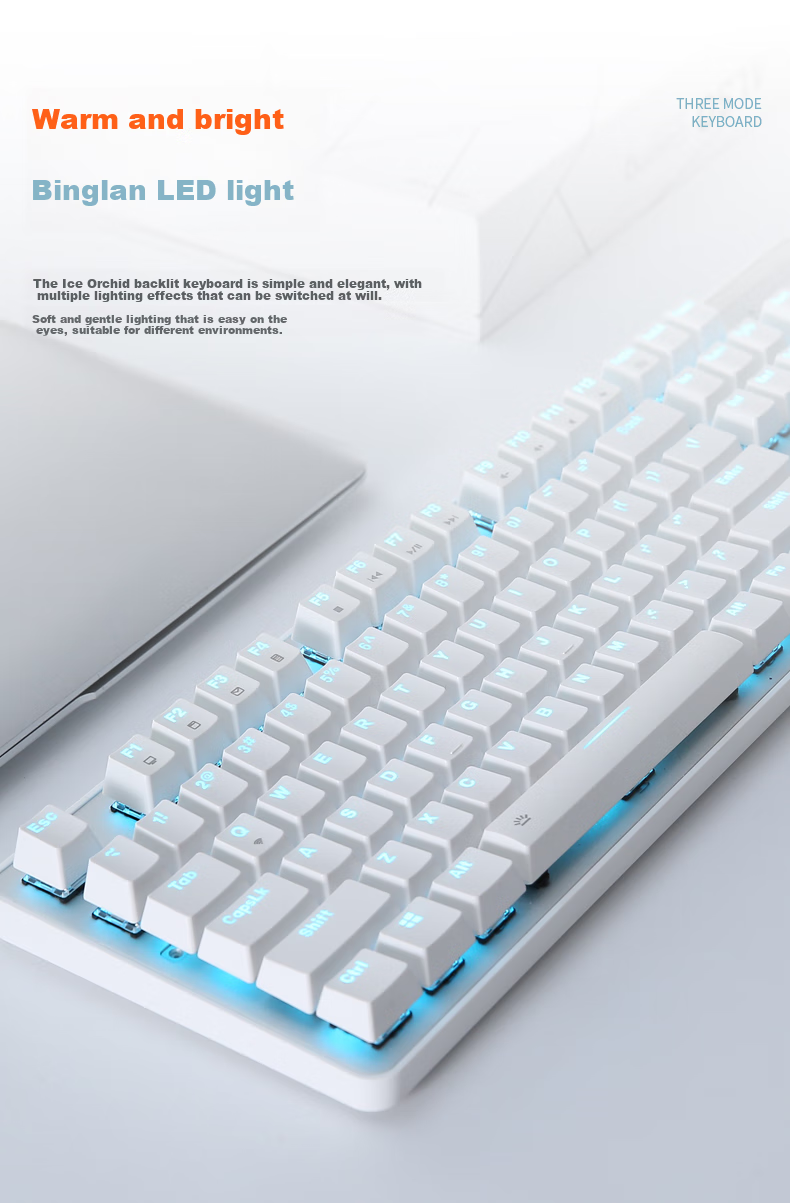 DAREU EK810 Wireless Mechanical Keyboard, Laptop Office Business Keyboard, 2.4G Bluetooth Tri-Mode Connection, Full-Size 104 Keys, Deep Space Gray Brown Switches 5