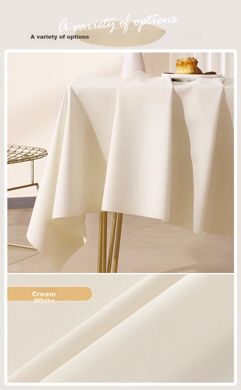 Jingxun Cream-Colored Tablecloth, Oil-Proof, Waterproof, Non-Slip, Washable Coffee Table Cover, Dining Table Cloth, Off-White, 1.4*1.8M 8