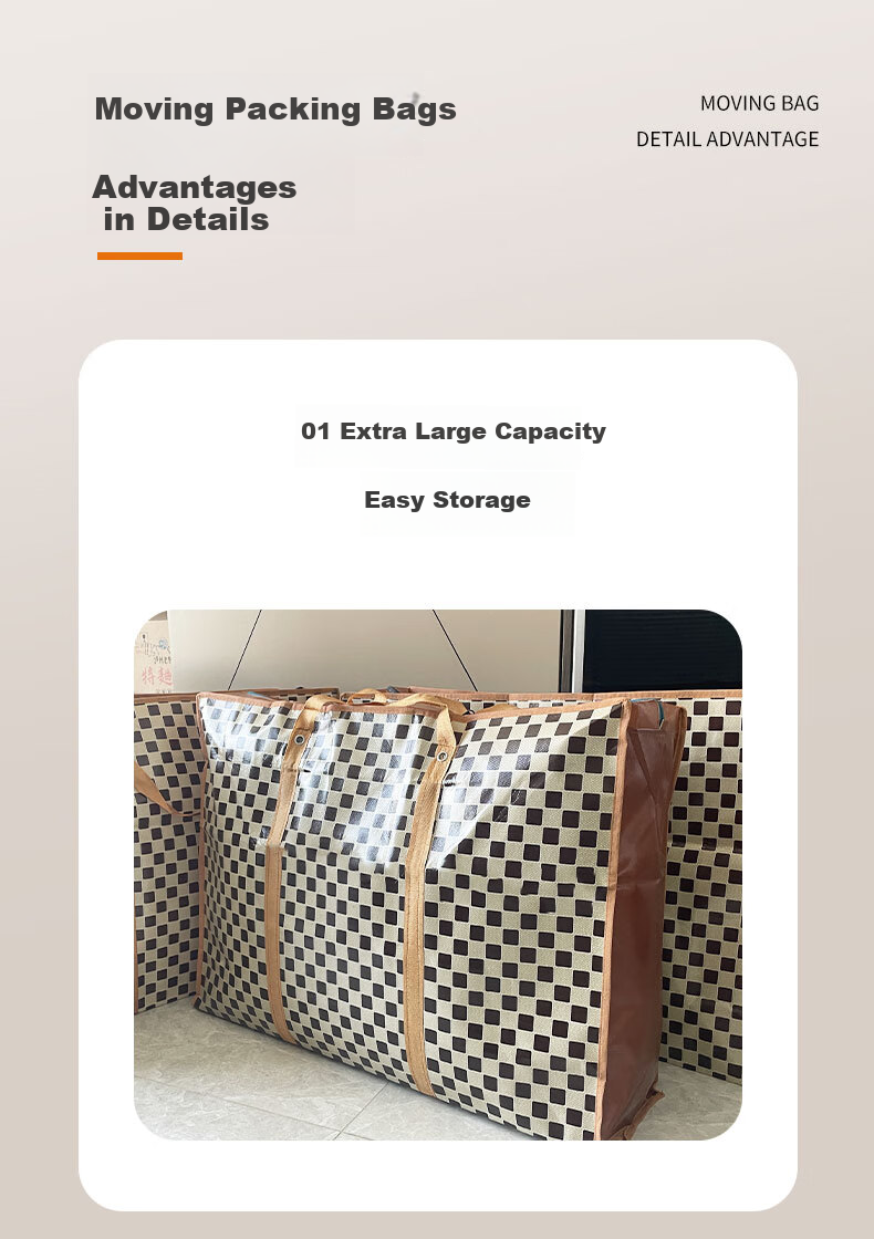 Pangdaidai Large Capacity Moving Storage Bags, Waterproof Zipper-Style for Clothes And Quilts, 3 Pieces, 80*53*26cm, PE 3