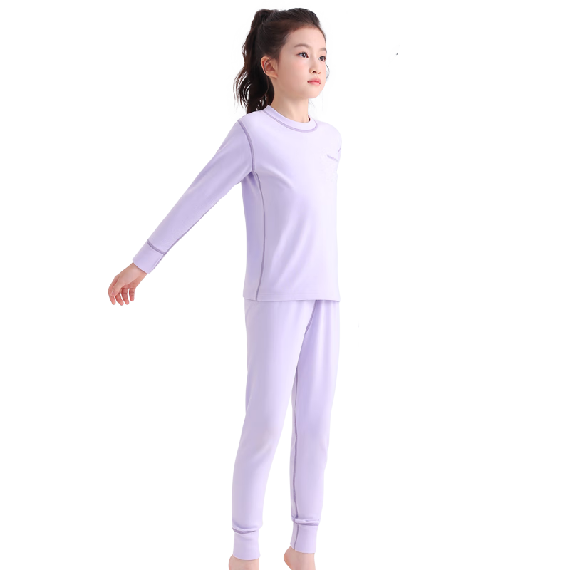 Hodo Children's Thermal Underwear Set Velvet Autumn Long Johns Purple Size 150