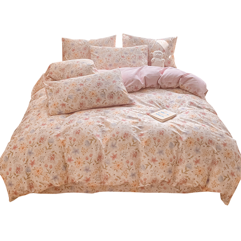 Hongdou 100% Cotton Quilt Cover Single Student Dormitory Cotton Quilt Case Single Full Cotton Quilt Core Cover 200*230cm Floral Cluster